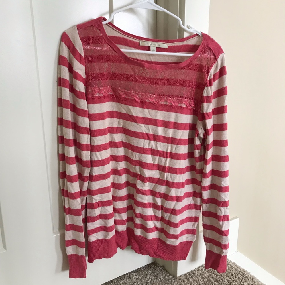 LC striped lace sweater